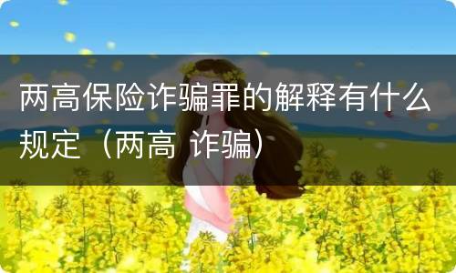 两高保险诈骗罪的解释有什么规定（两高 诈骗）
