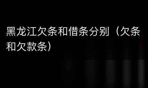 黑龙江欠条和借条分别（欠条和欠款条）