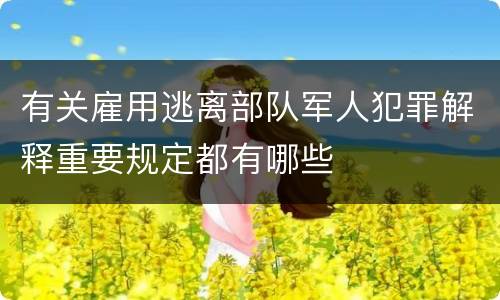 有关雇用逃离部队军人犯罪解释重要规定都有哪些