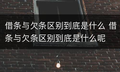 借条与欠条区别到底是什么 借条与欠条区别到底是什么呢