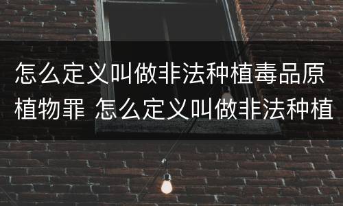 怎么定义叫做非法种植毒品原植物罪 怎么定义叫做非法种植毒品原植物罪名