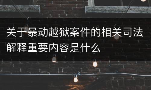 关于暴动越狱案件的相关司法解释重要内容是什么