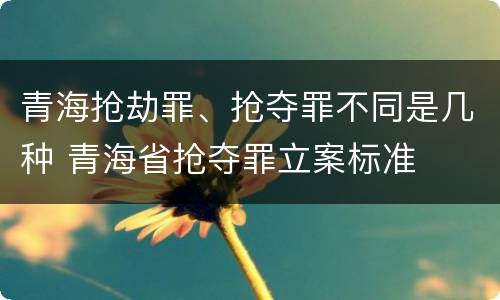青海抢劫罪、抢夺罪不同是几种 青海省抢夺罪立案标准