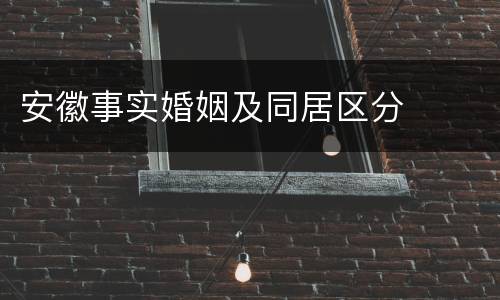 安徽事实婚姻及同居区分
