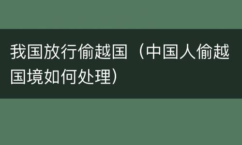 我国放行偷越国（中国人偷越国境如何处理）