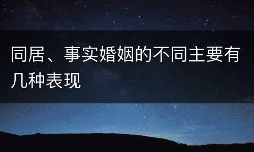 同居、事实婚姻的不同主要有几种表现
