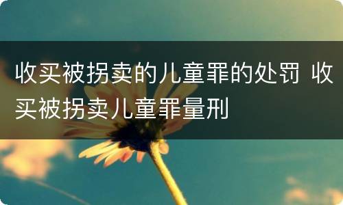 收买被拐卖的儿童罪的处罚 收买被拐卖儿童罪量刑