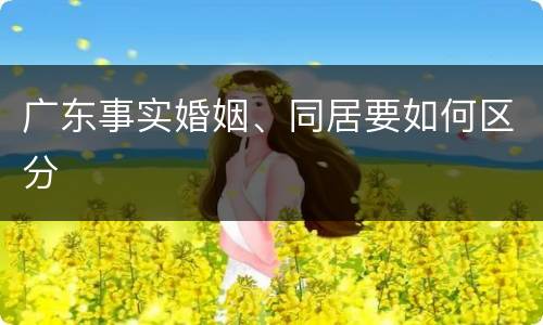 广东事实婚姻、同居要如何区分