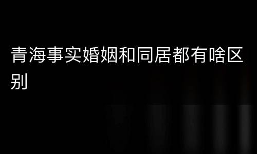 青海事实婚姻和同居都有啥区别