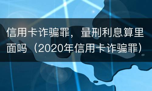 信用卡诈骗罪，量刑利息算里面吗（2020年信用卡诈骗罪）