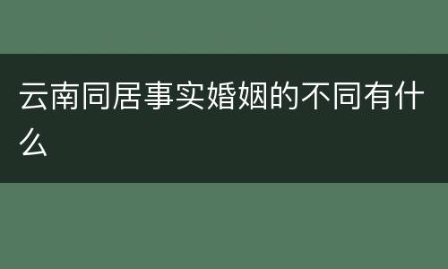 云南同居事实婚姻的不同有什么