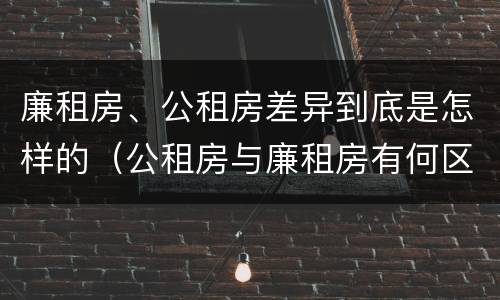 廉租房、公租房差异到底是怎样的（公租房与廉租房有何区别）