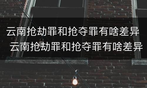 云南抢劫罪和抢夺罪有啥差异 云南抢劫罪和抢夺罪有啥差异吗