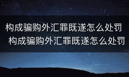 构成骗购外汇罪既遂怎么处罚 构成骗购外汇罪既遂怎么处罚的