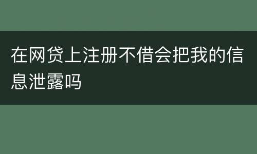 在网贷上注册不借会把我的信息泄露吗