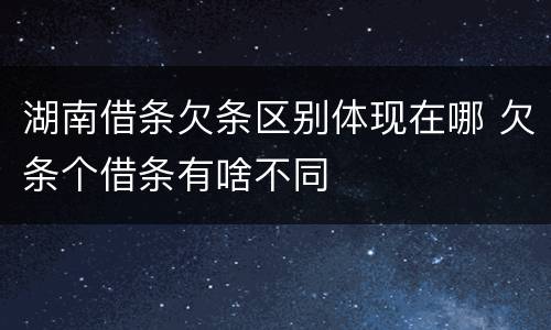 湖南借条欠条区别体现在哪 欠条个借条有啥不同