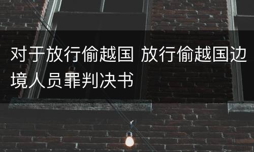 对于放行偷越国 放行偷越国边境人员罪判决书