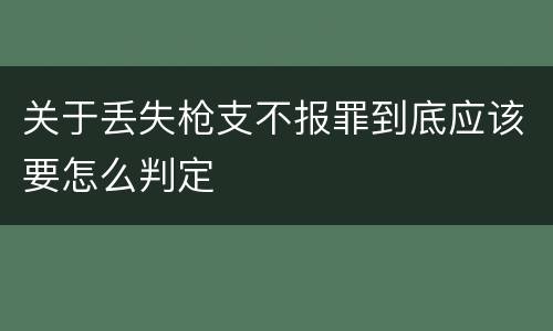 关于丢失枪支不报罪到底应该要怎么判定