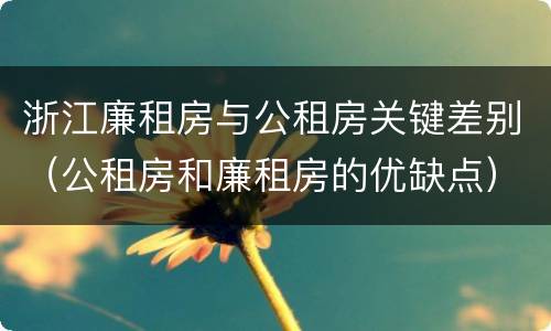 浙江廉租房与公租房关键差别（公租房和廉租房的优缺点）