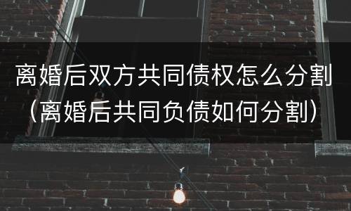 离婚后双方共同债权怎么分割（离婚后共同负债如何分割）
