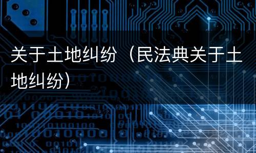 关于土地纠纷（民法典关于土地纠纷）