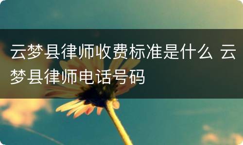 云梦县律师收费标准是什么 云梦县律师电话号码