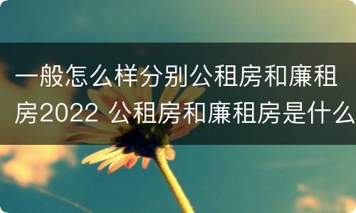一般怎么样分别公租房和廉租房2022 公租房和廉租房是什么意思