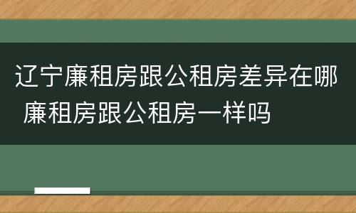 辽宁廉租房跟公租房差异在哪 廉租房跟公租房一样吗