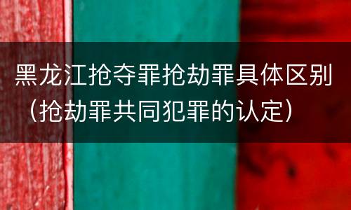 黑龙江抢夺罪抢劫罪具体区别（抢劫罪共同犯罪的认定）