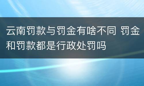 云南罚款与罚金有啥不同 罚金和罚款都是行政处罚吗