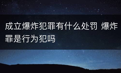 成立爆炸犯罪有什么处罚 爆炸罪是行为犯吗