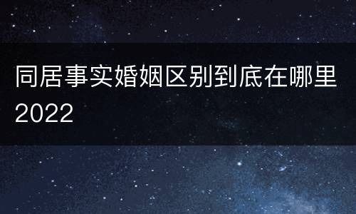 同居事实婚姻区别到底在哪里2022
