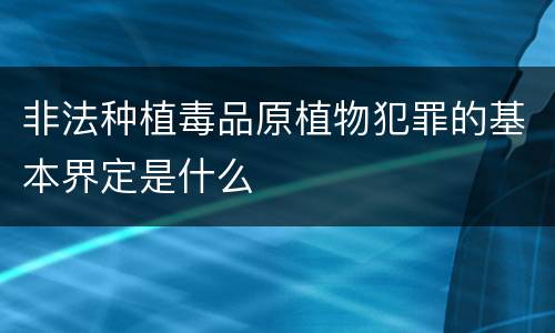 非法种植毒品原植物犯罪的基本界定是什么