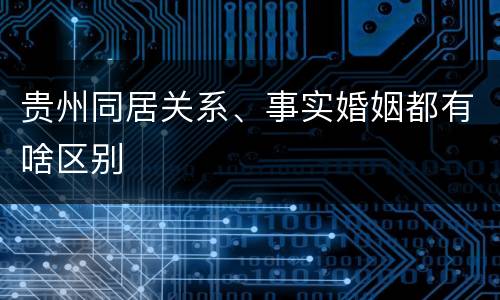 贵州同居关系、事实婚姻都有啥区别