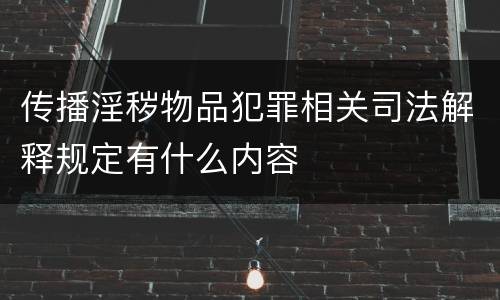 传播淫秽物品犯罪相关司法解释规定有什么内容
