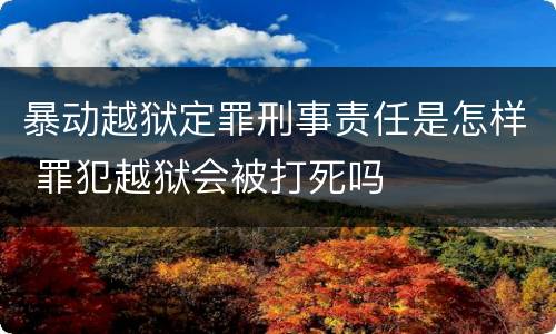 暴动越狱定罪刑事责任是怎样 罪犯越狱会被打死吗