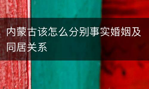 内蒙古该怎么分别事实婚姻及同居关系