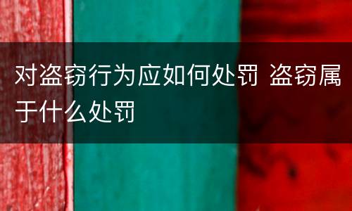 对盗窃行为应如何处罚 盗窃属于什么处罚