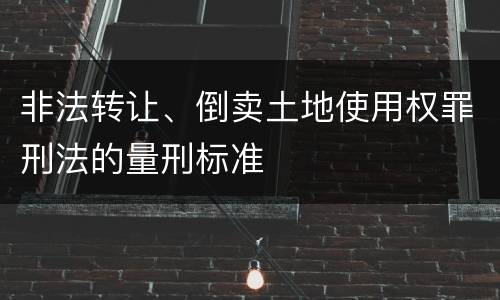 非法转让、倒卖土地使用权罪刑法的量刑标准