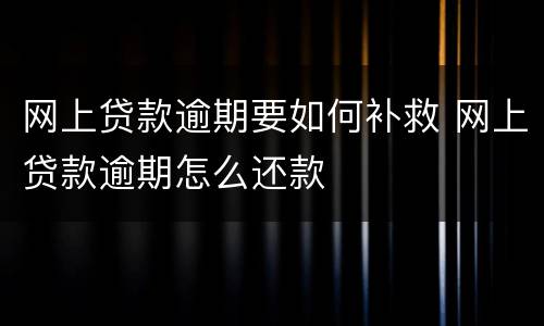 网上贷款逾期要如何补救 网上贷款逾期怎么还款