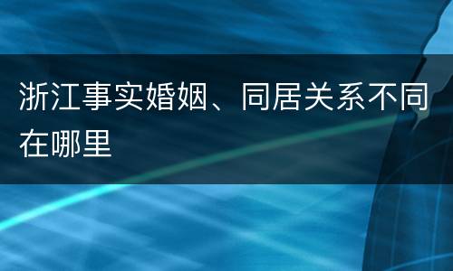 浙江事实婚姻、同居关系不同在哪里