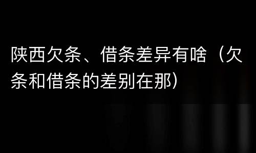 陕西欠条、借条差异有啥（欠条和借条的差别在那）