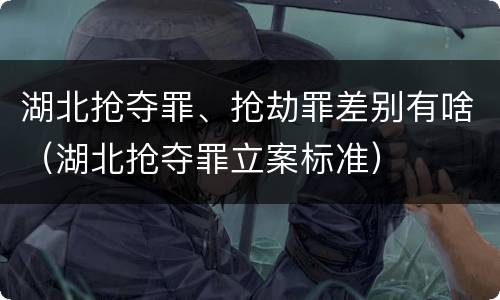 湖北抢夺罪、抢劫罪差别有啥（湖北抢夺罪立案标准）