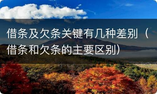 借条及欠条关键有几种差别（借条和欠条的主要区别）