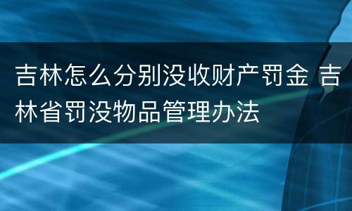 吉林怎么分别没收财产罚金 吉林省罚没物品管理办法