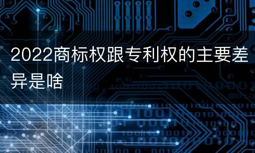 2022商标权跟专利权的主要差异是啥