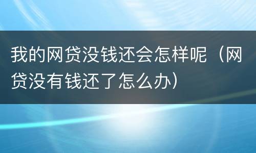 我的网贷没钱还会怎样呢（网贷没有钱还了怎么办）