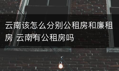 云南该怎么分别公租房和廉租房 云南有公租房吗
