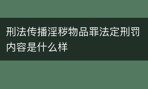 刑法传播淫秽物品罪法定刑罚内容是什么样