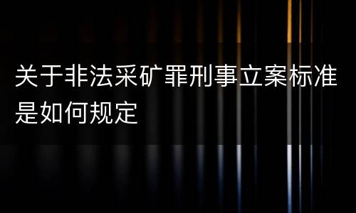 关于非法采矿罪刑事立案标准是如何规定